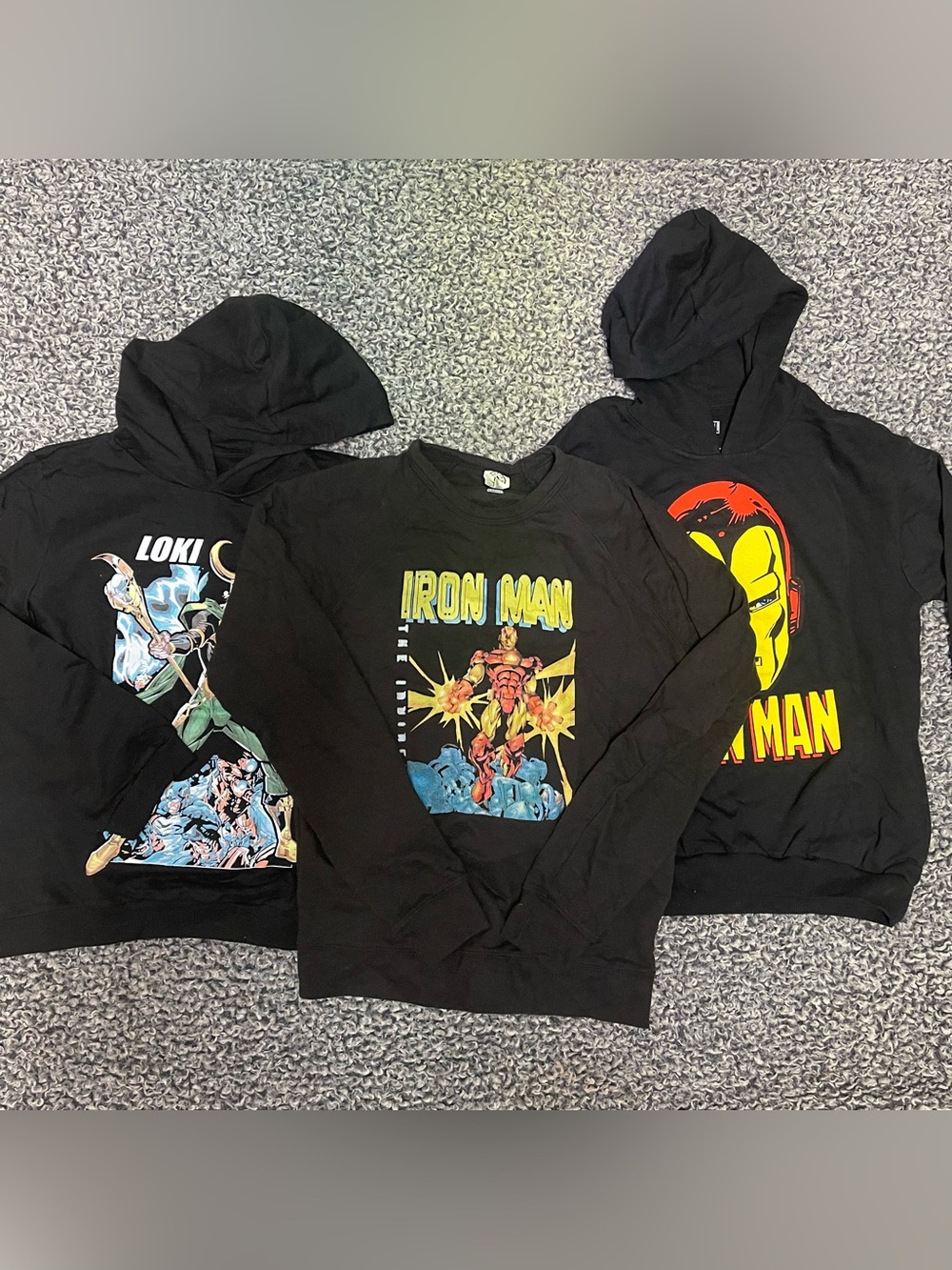 Black Marvel Iron Man & Loki Graphic Hoodies